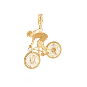 Pingente Ciclista Femenina Ouro 18K