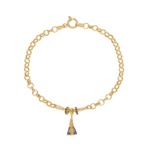 Pulseira Nossa Senhora Ouro 18K Argolas Cravejadas