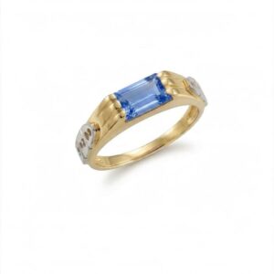 Anel Formatura Infantil ABC Ouro 18K Pedra Azul